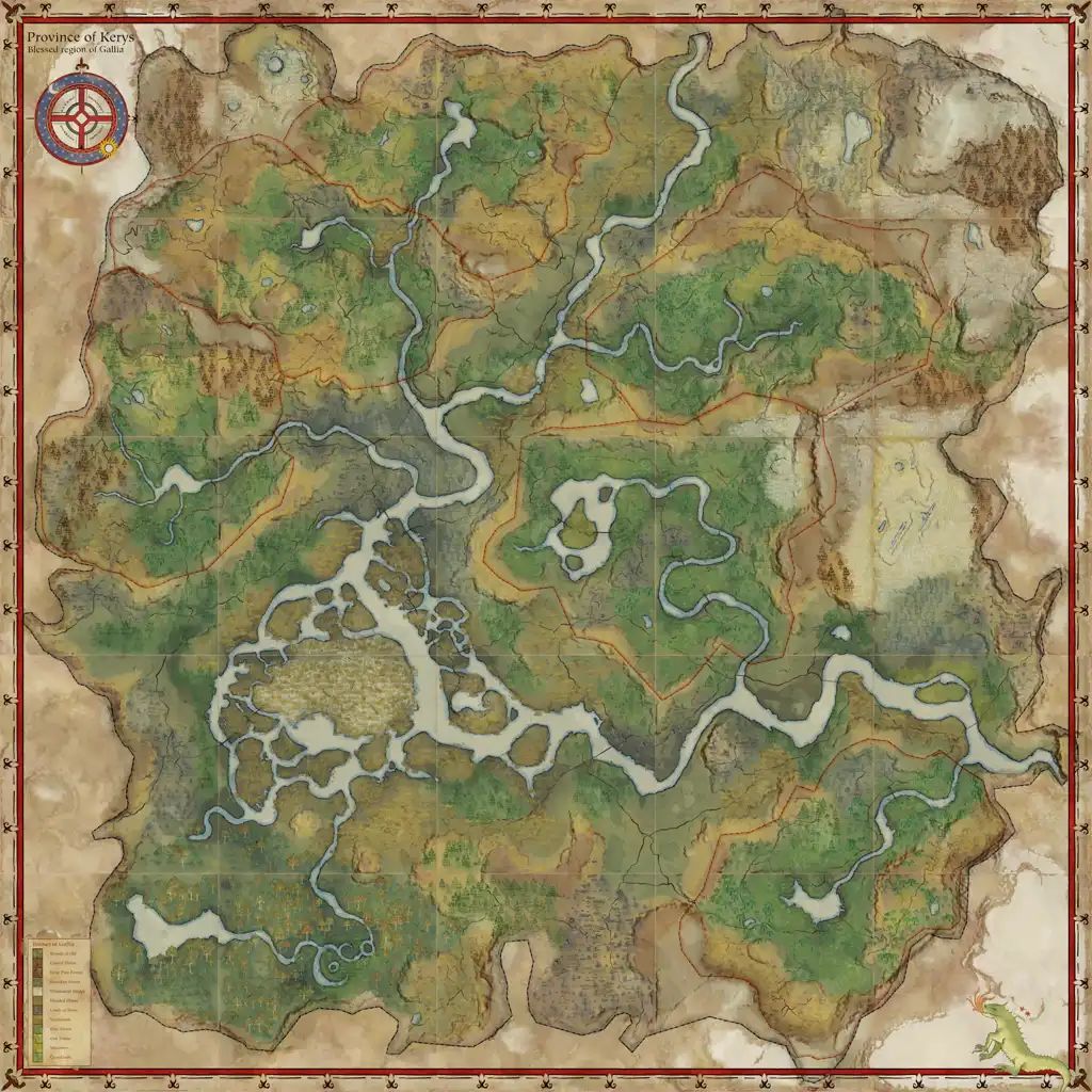 Map of the province of Kerys, in the region of Gallia